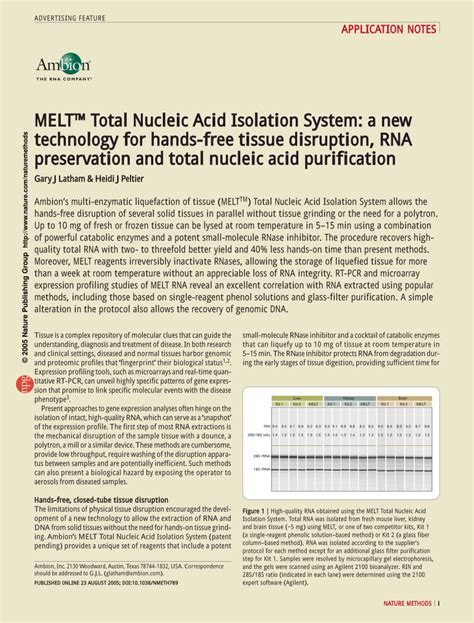 MELT™ Total Nucleic Acid Isolation System: a new technology.
